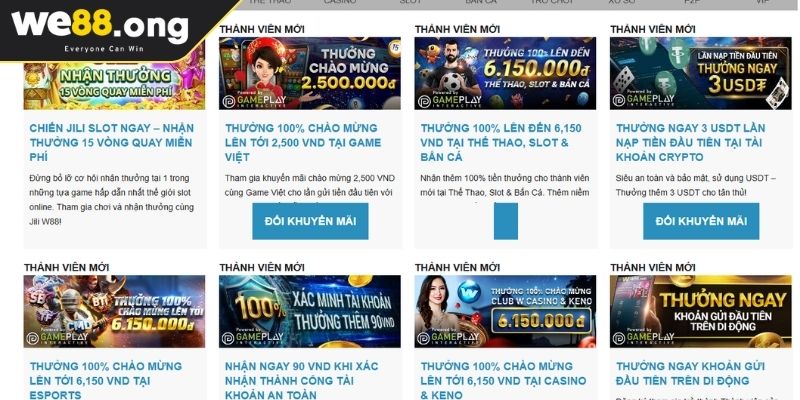 Sức hút khác biệt từ khuyến mãi WE88