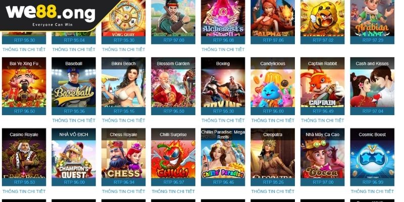 Điểm danh những tựa game nổ hũ PG WE88 hot nhất